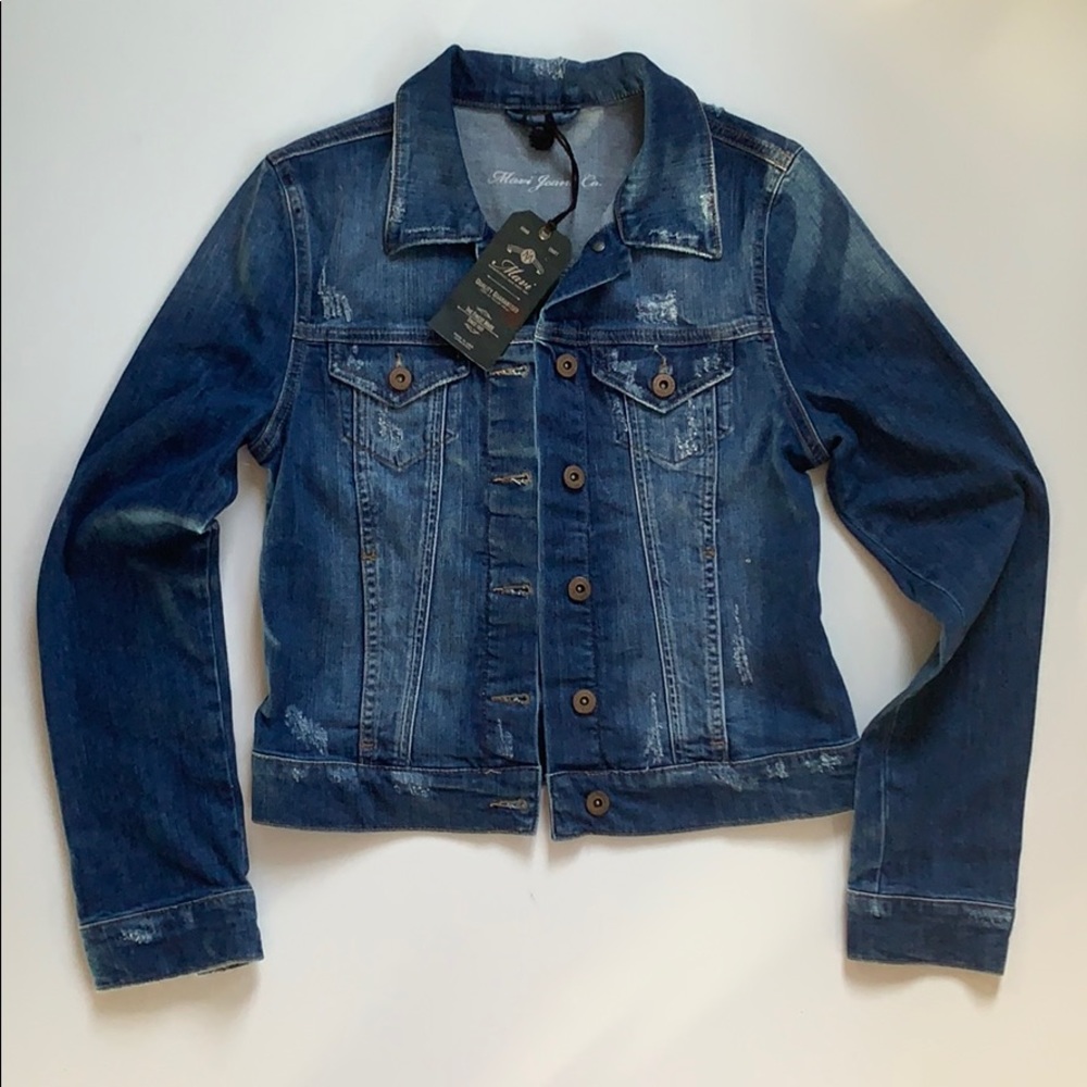 NWT Mavi blue distressed denim jacket fitted S
